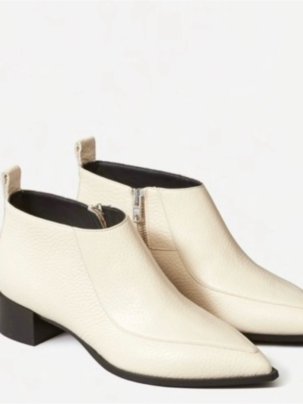 Everlane The Boss Bootie Cream Pebbled Leather Size 9 Made in Italy